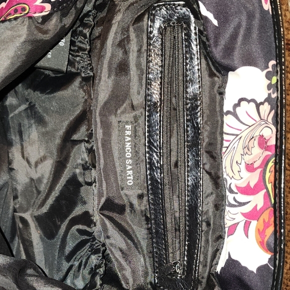 Franco Sarto Black and Pink Floral Shoulder Bag - Picture 12 of 14